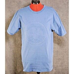 VTG California Seal Pressed Letter Solid T-Shirt Blue Men's L 100% Cotton USA